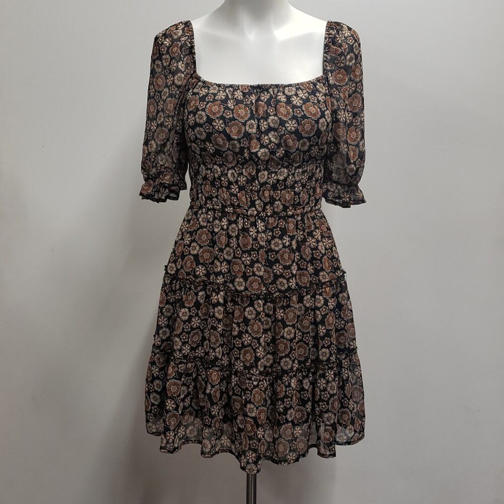 Trixxi Floral Mini Dress Women's Size Medium Boho Cottagecore Milkmaid